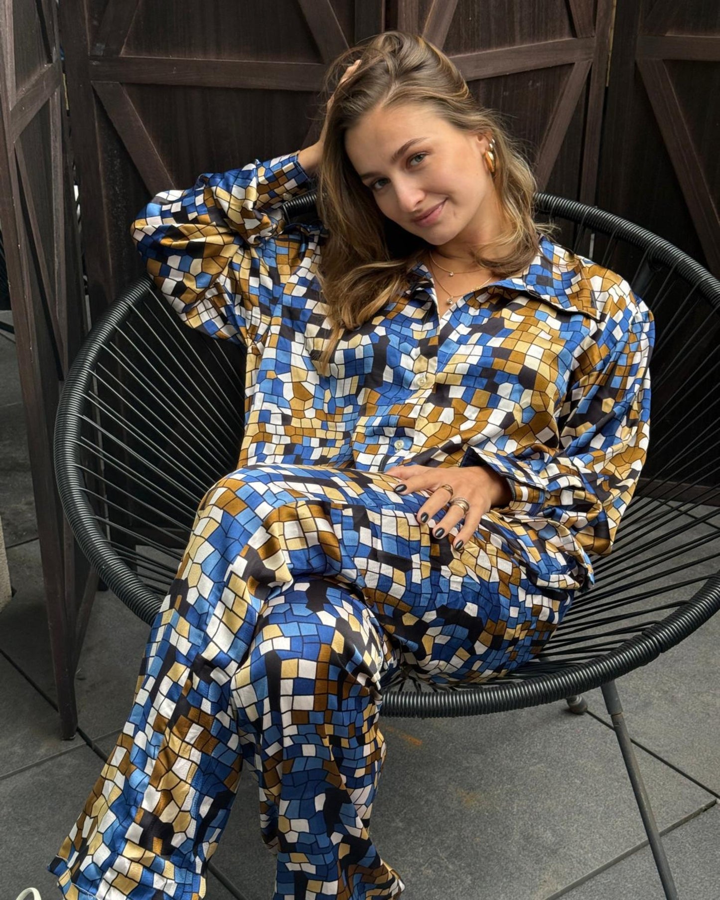 Ensemble pantalon-chemise - Mosaïque