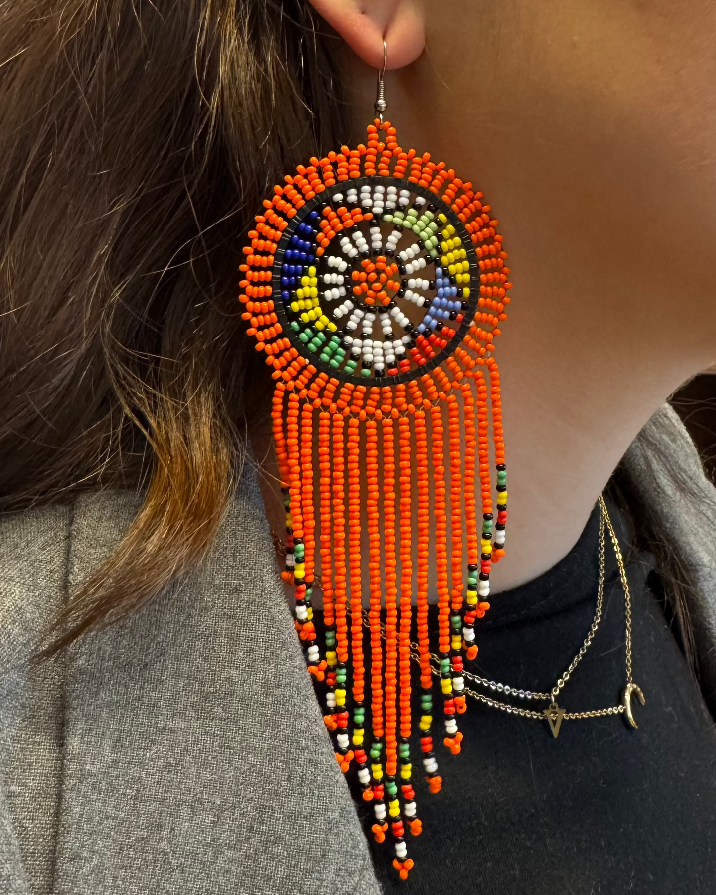 Boucles d'Oreilles En Perles Multicolores / Sud Africa