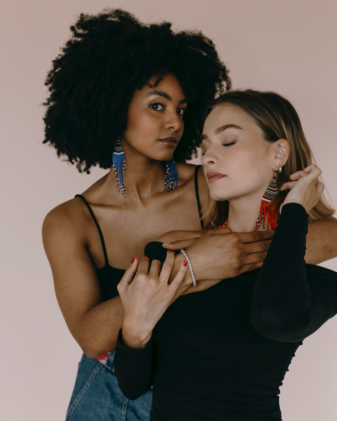 Boucles d'Oreilles - Bleues et Multicolores/ Meyrama Sud Africa