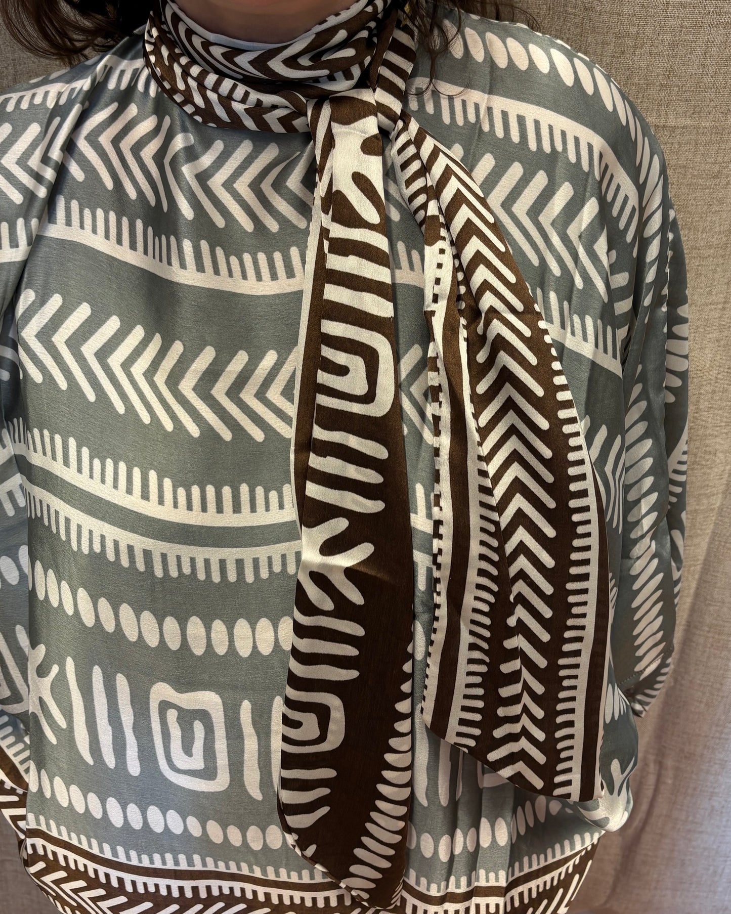 Blouse manches chauve-souris " Sarah" Grise/Brune