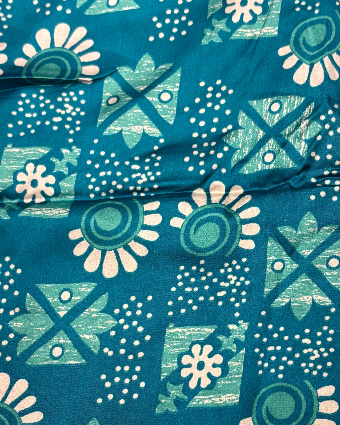Foulard En Silk Wax - Bleu/Beige