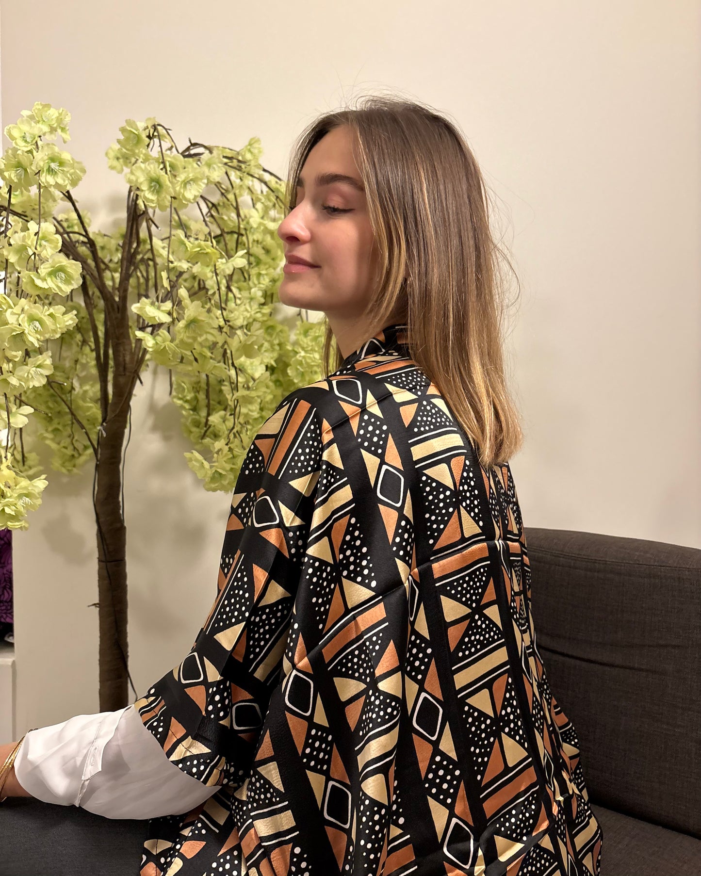Kimono style bogolan en silk wax - Cécilia