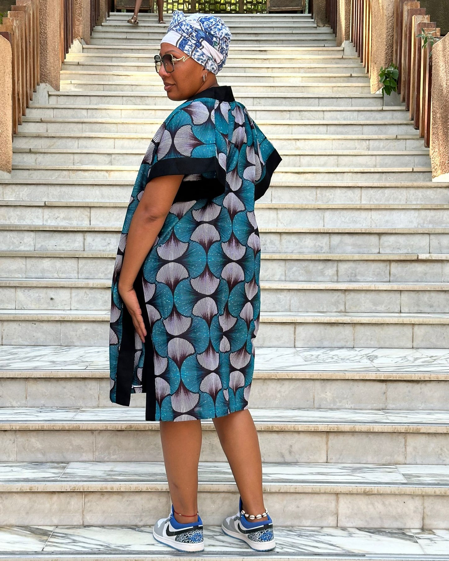 Kimono en wax fleurs - Manches larges