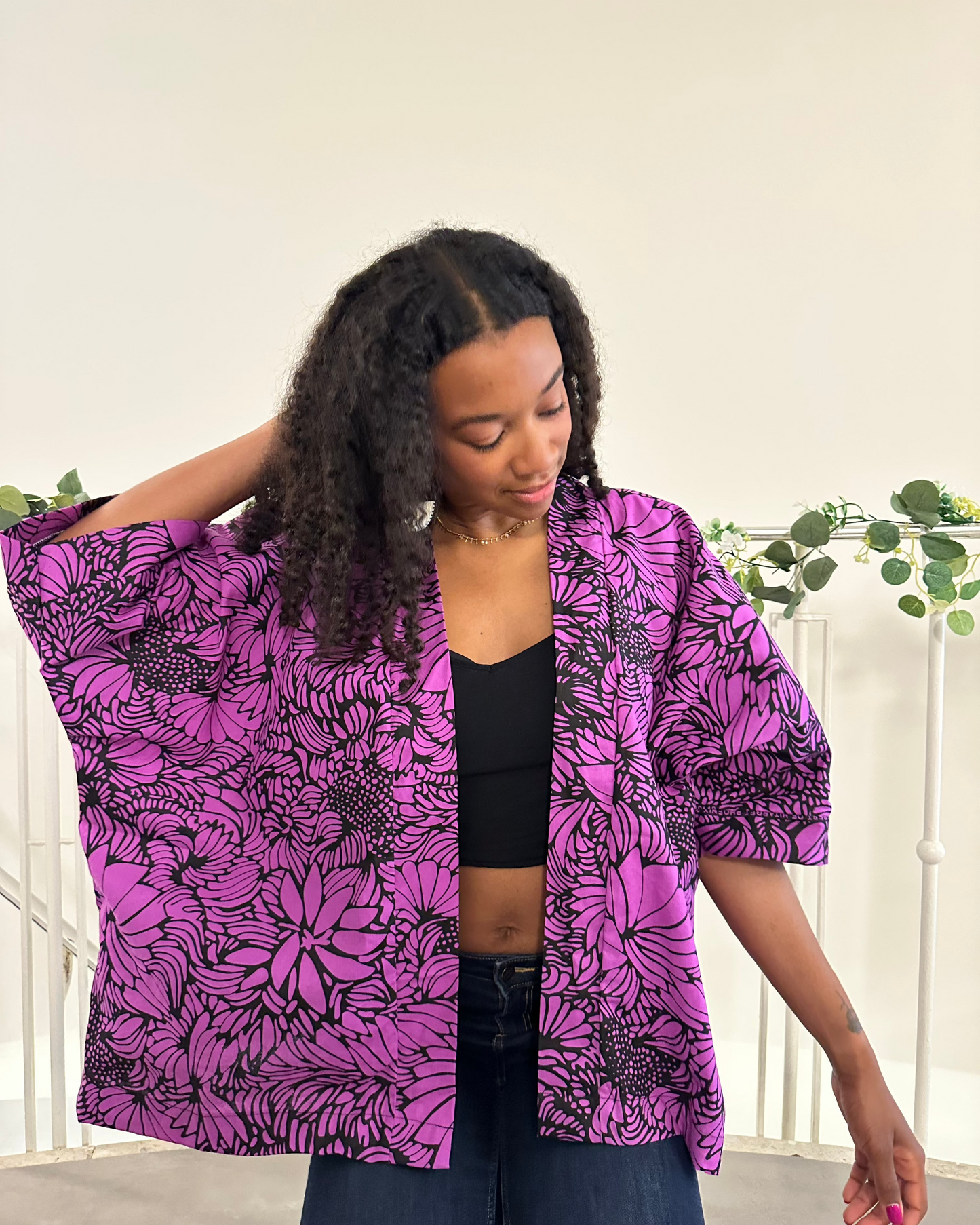 Kimono en wax mauve