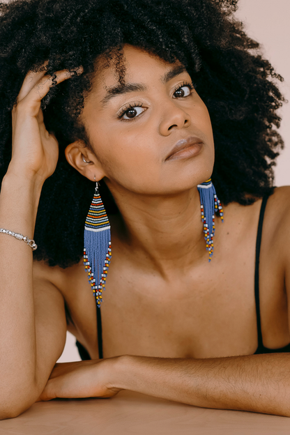 Boucles d'Oreilles - Bleues et Multicolores/ Meyrama Sud Africa