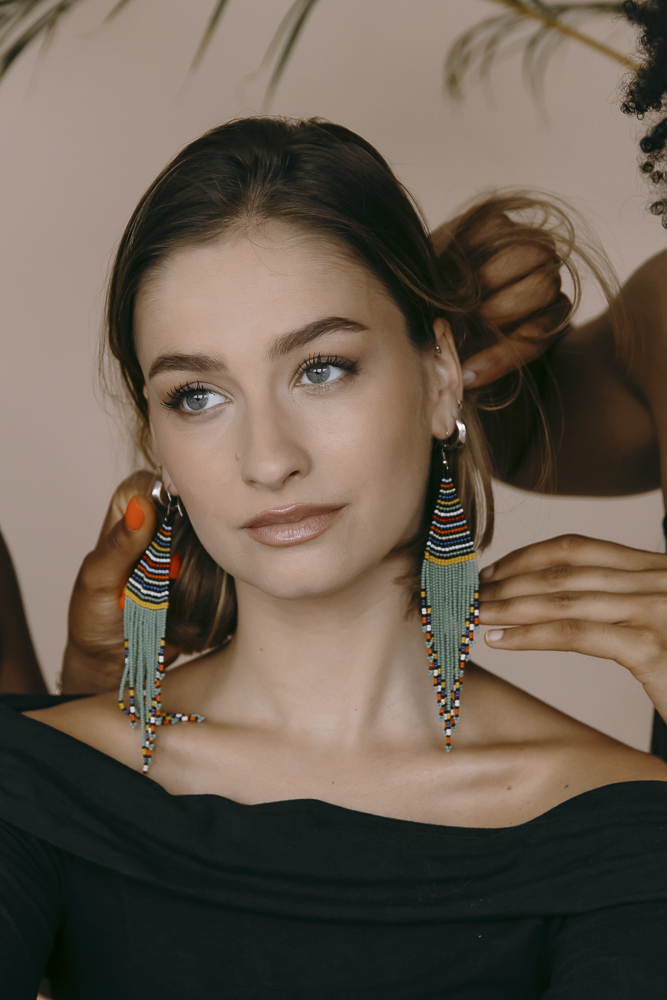 Boucles d'Oreilles - Vertes et Multicolores/ Meyrama Sud Africa