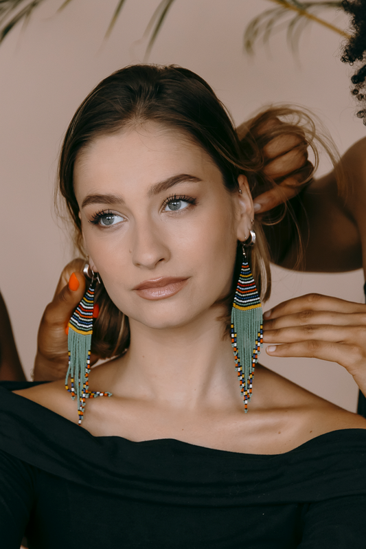 Boucles d'Oreilles - Vertes et Multicolores/ Meyrama Sud Africa