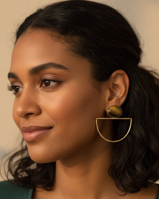 Boucles d'oreilles en laiton - Pierre