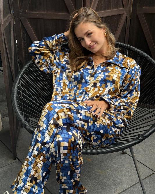 Ensemble pantalon-chemise - Mosaïque