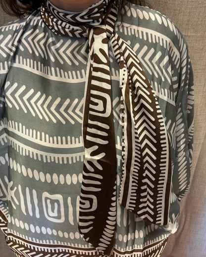 Blouse manches chauve-souris " Sarah" Grise/Brune