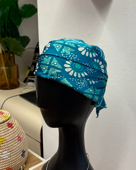 Foulard En Silk Wax - Bleu/Beige