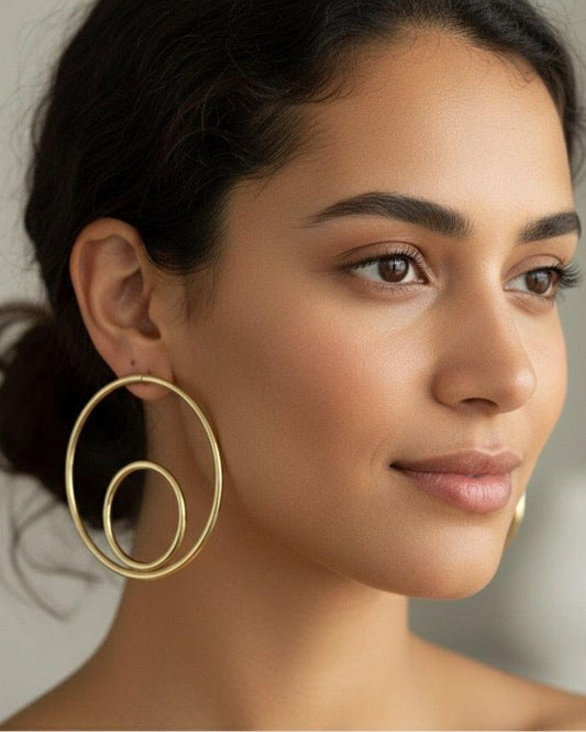 Boucles d'oreilles en laiton - Double ronds