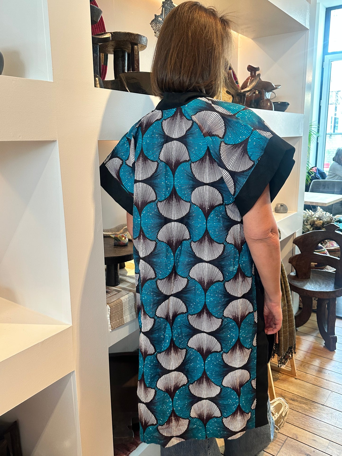 Kimono en wax fleurs - Manches larges