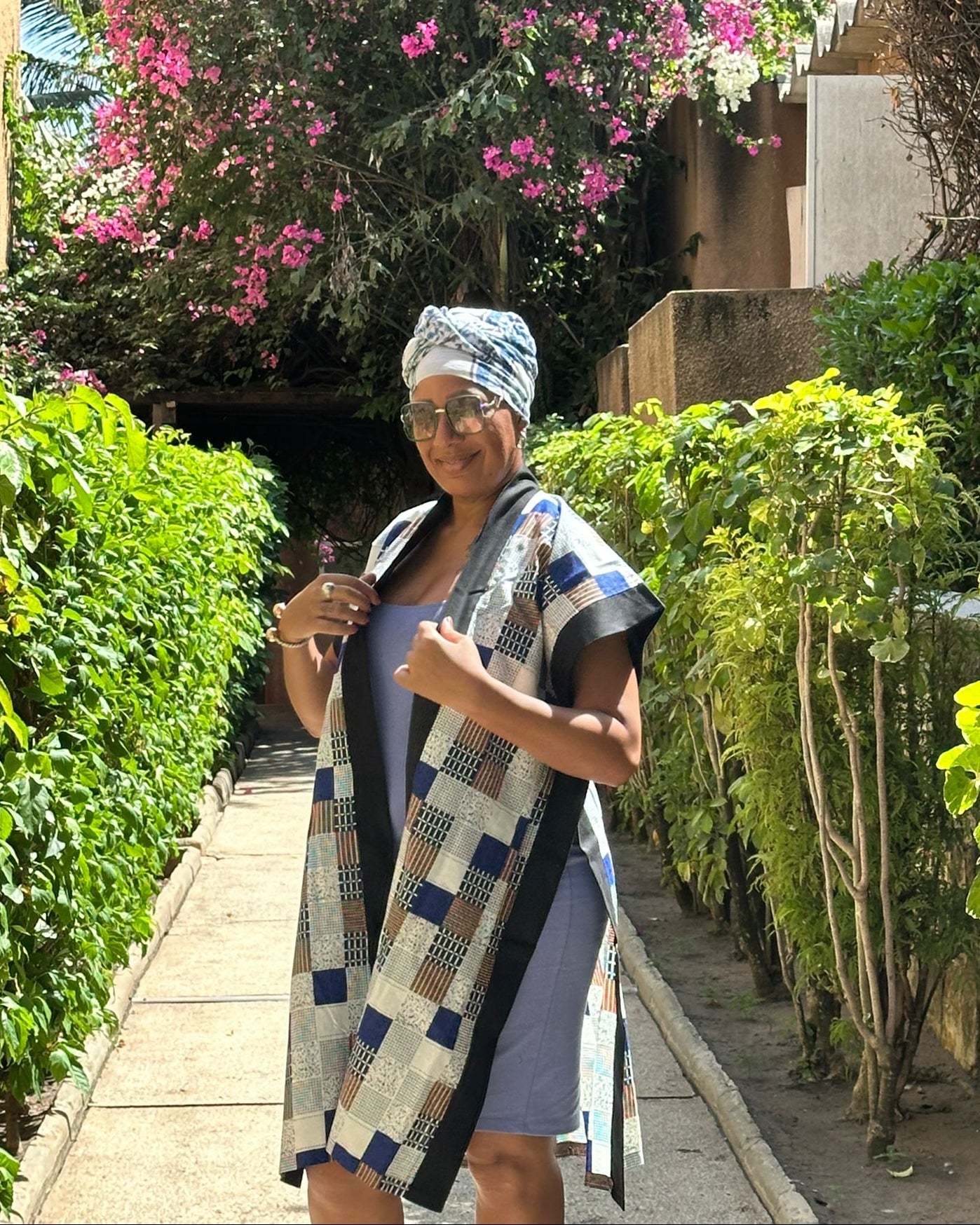 Kimono en wax carreaux - Manches larges