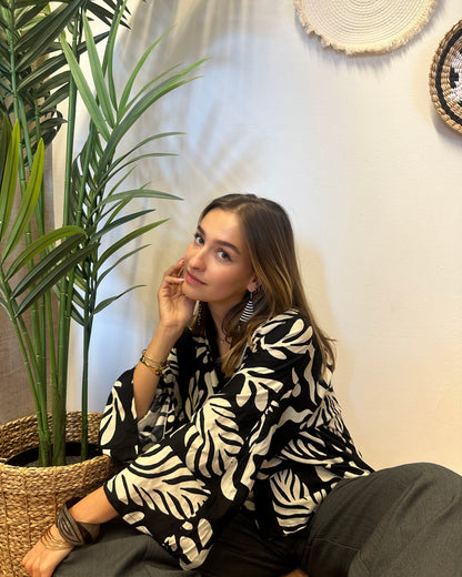 Kimono en coton - noir "Lalla"