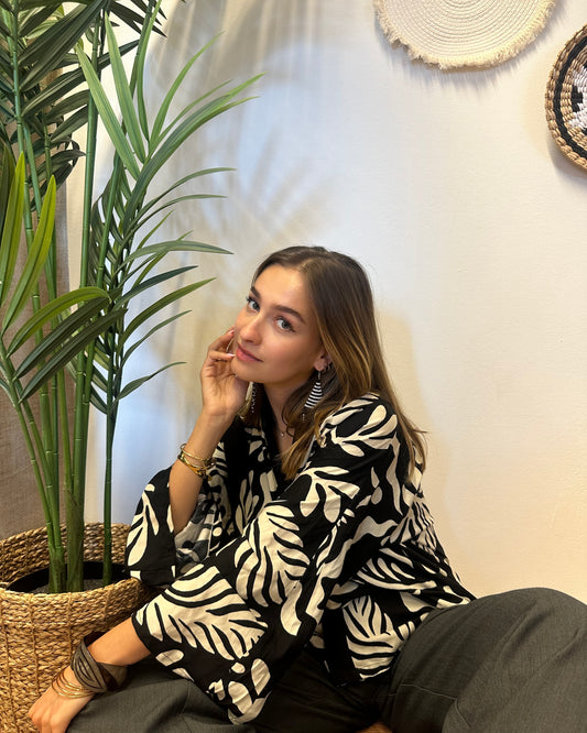 Kimono en coton - noir "Lalla"