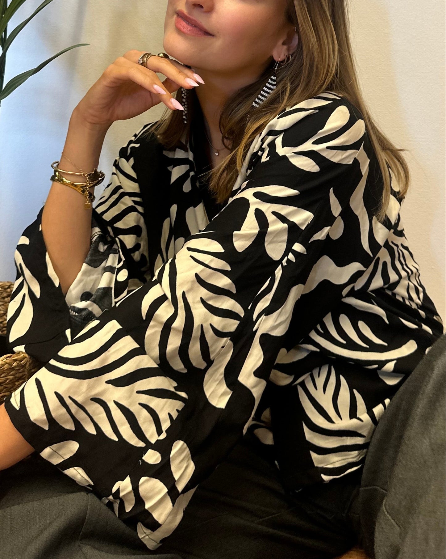 Kimono en coton - noir "Lalla"