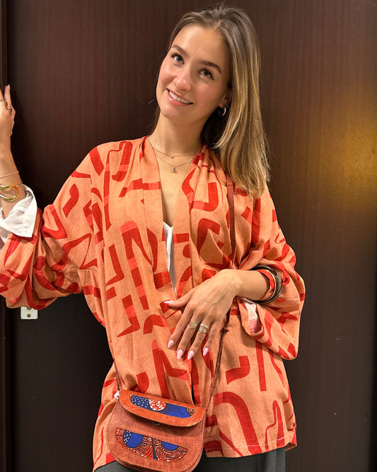 Kimono en coton -  orange "Lalla"