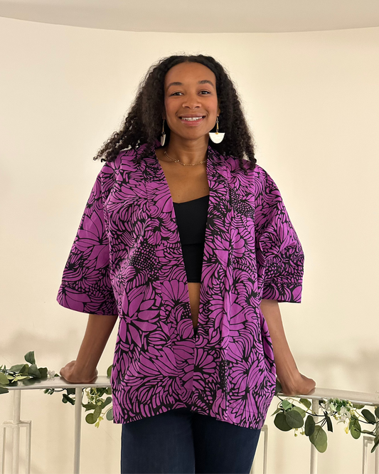 Kimono en wax mauve