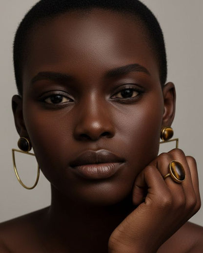 Boucles d'oreilles en laiton - Pierre